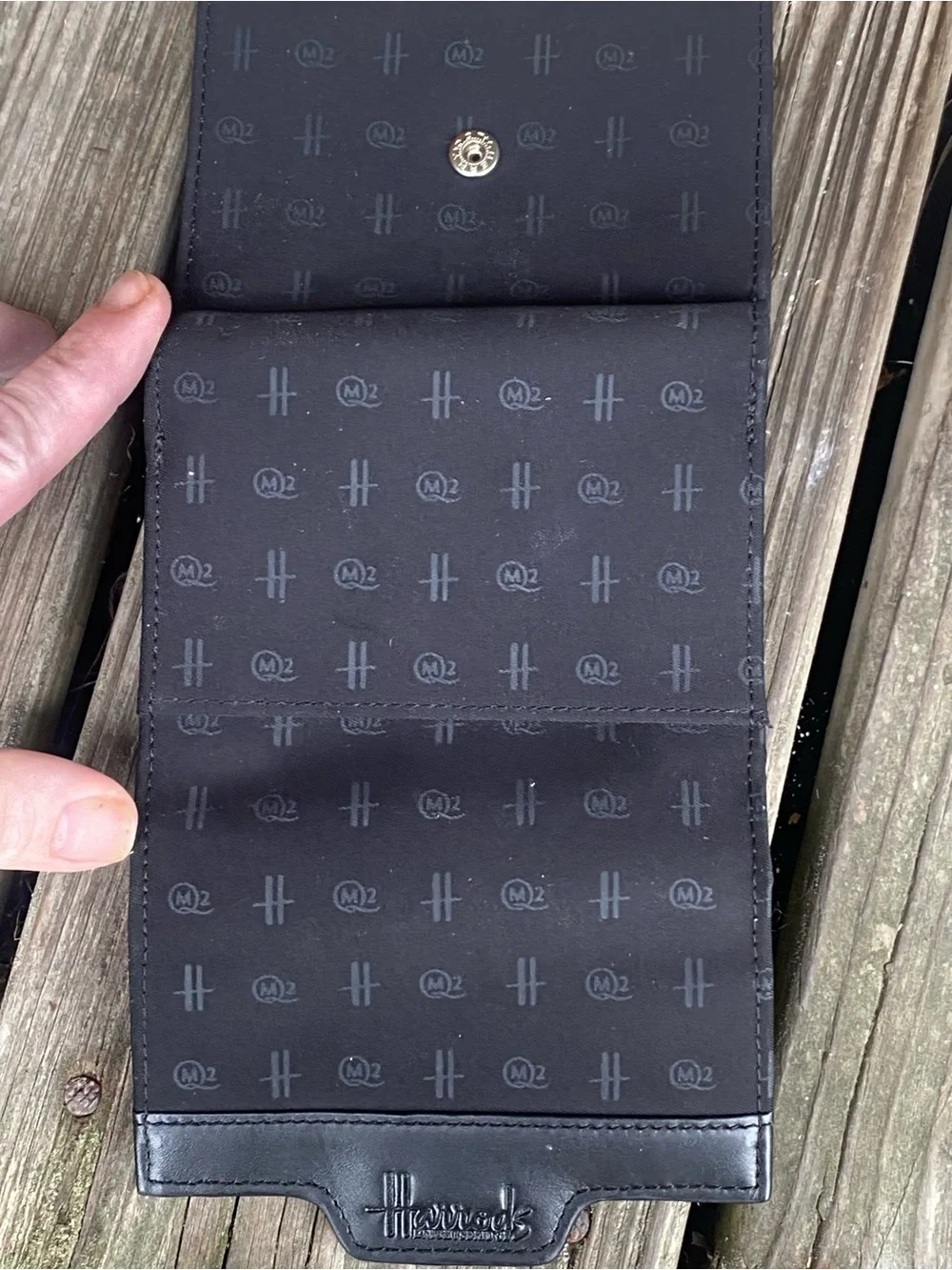 HARRODS LONDON KNIGHTBRIDGE- Black Embossed Wallet